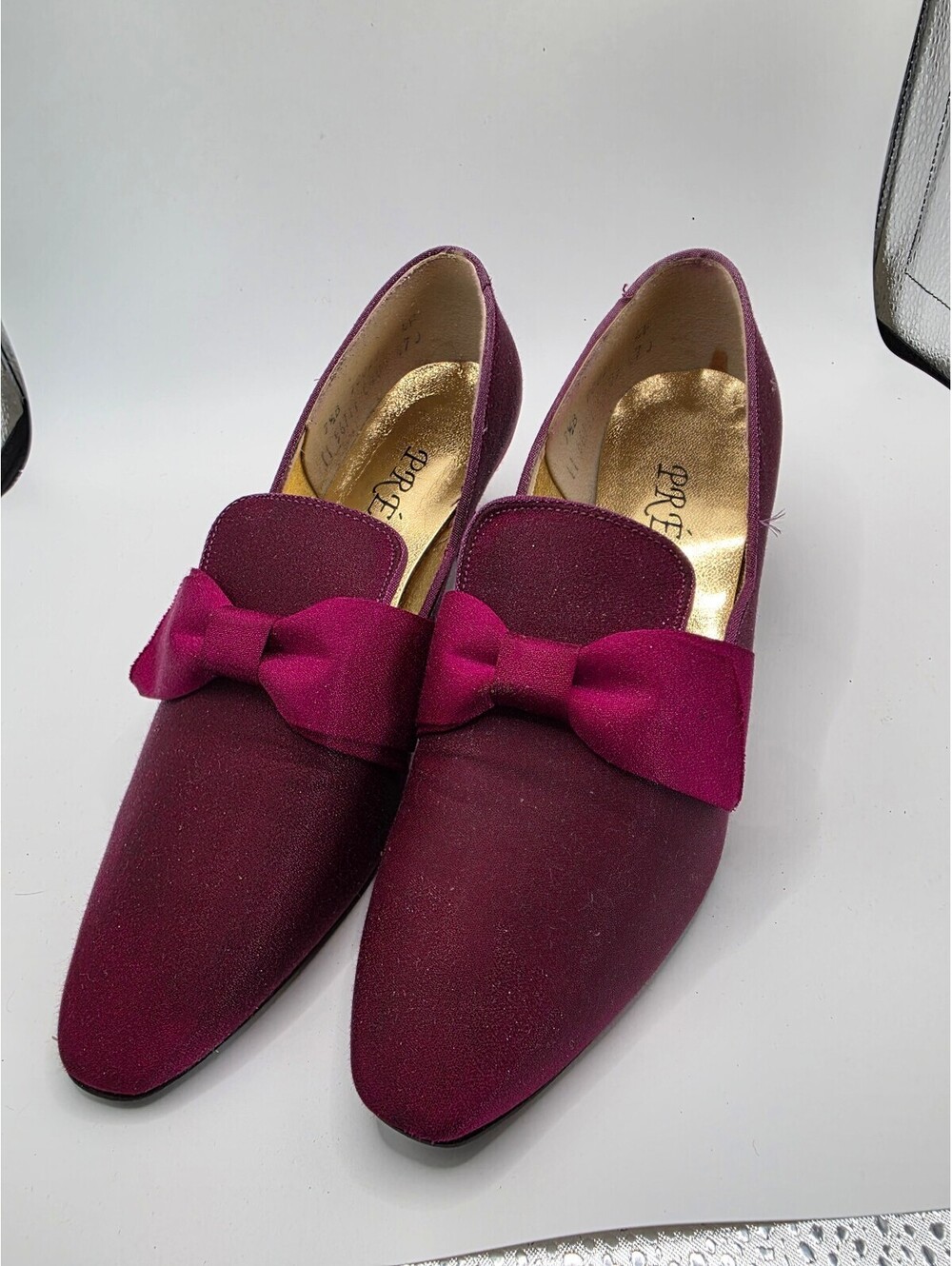 Vintage Précis Rehearsal-34 Burgundy Bow Pumps Women’s Size 7.5B With Box